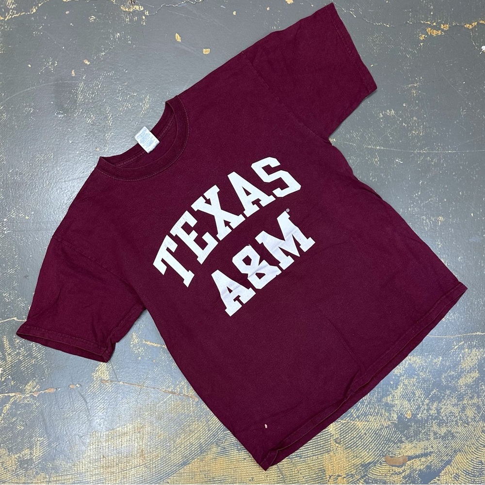 Texas A&M Retro Shirt Large NCAA Aggies Maroon Flag Football SEC